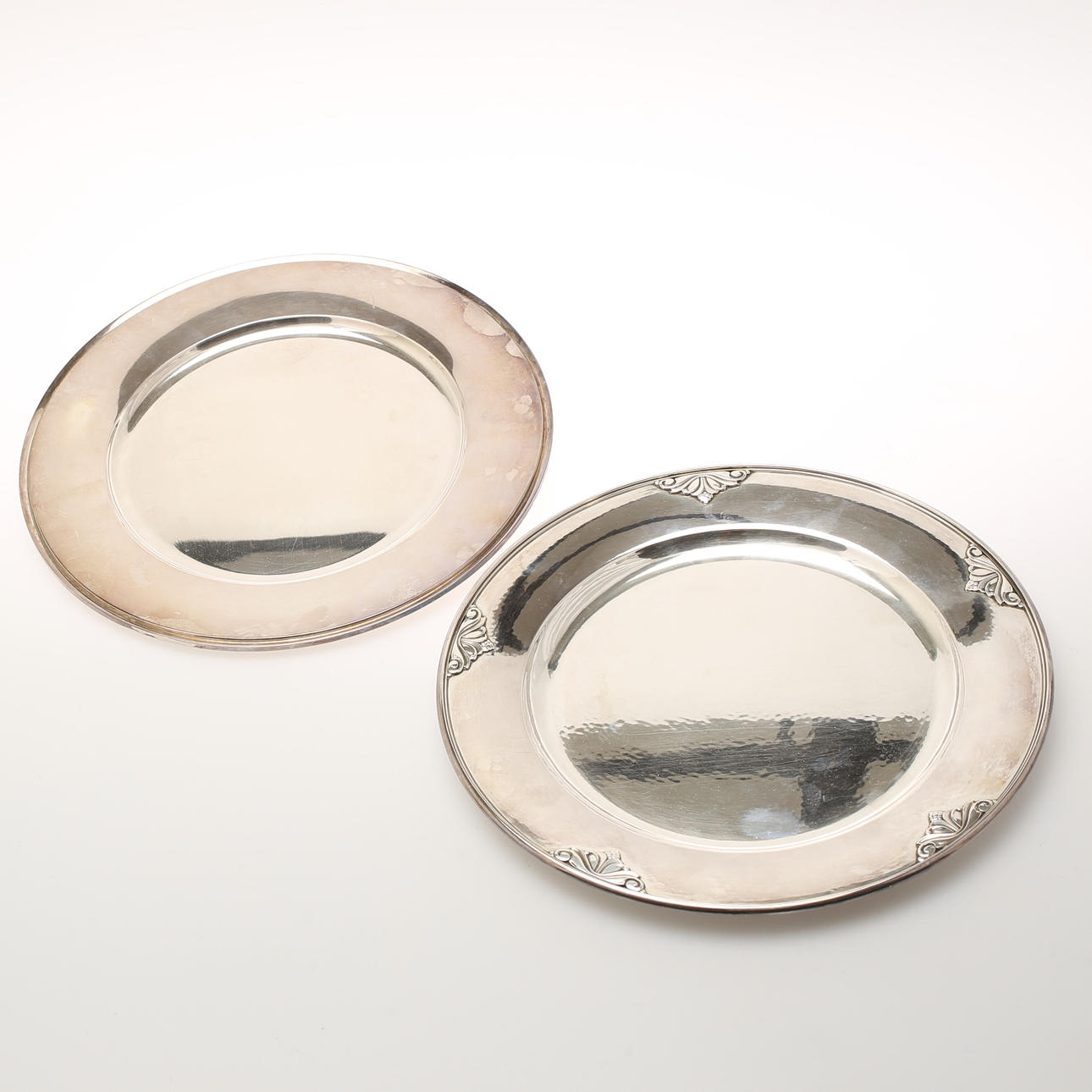PLATES, 2 pcs, sterling silver, Georg Jensen, Denmark.