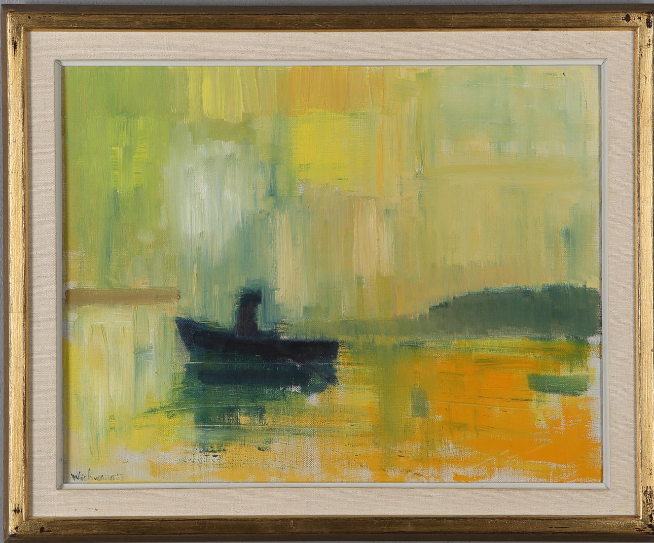HARRY WICHMANN. Olja på duk, "Blå båt", signerad och daterad 63.