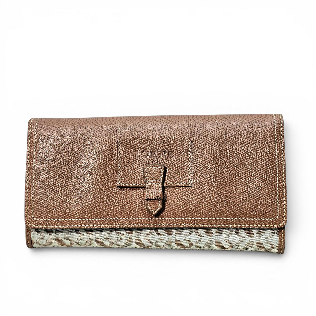 LOEWE. Wallet and coin purse in leather and canvas with the house 