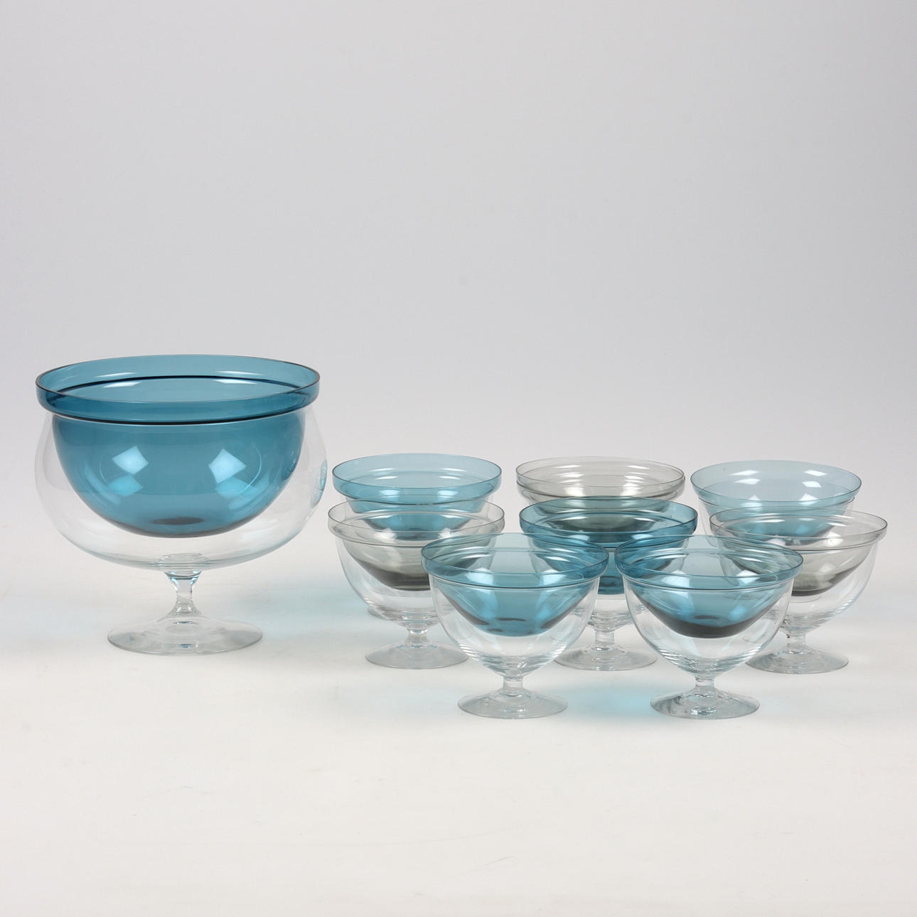 RÄKSKÅLAR, 11 delar, glas, Orrefors.