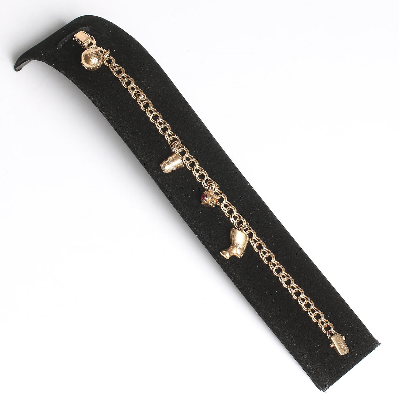 ARMBAND med BERLOCKER, 18k guld, bismark-länk, Hildens Guldvaror, Sala, 1960-tal. Vikt 16 gram.