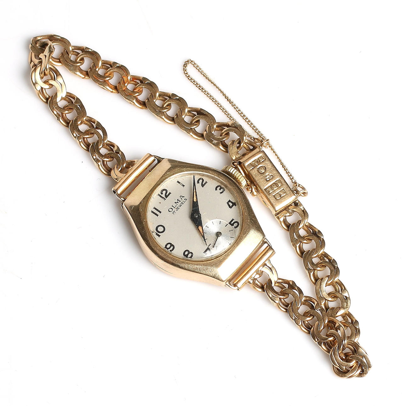 ARMBANDSUR, 14k guld, Olma, med armband 18k guld, Nordguld Ahlberg & Berghman, Stockholm, 1948.