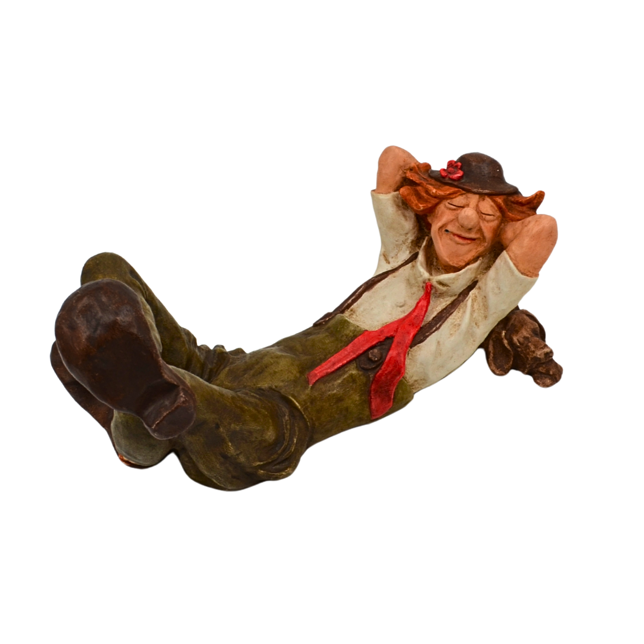 Decorative figure – Reclining clown with dog.
