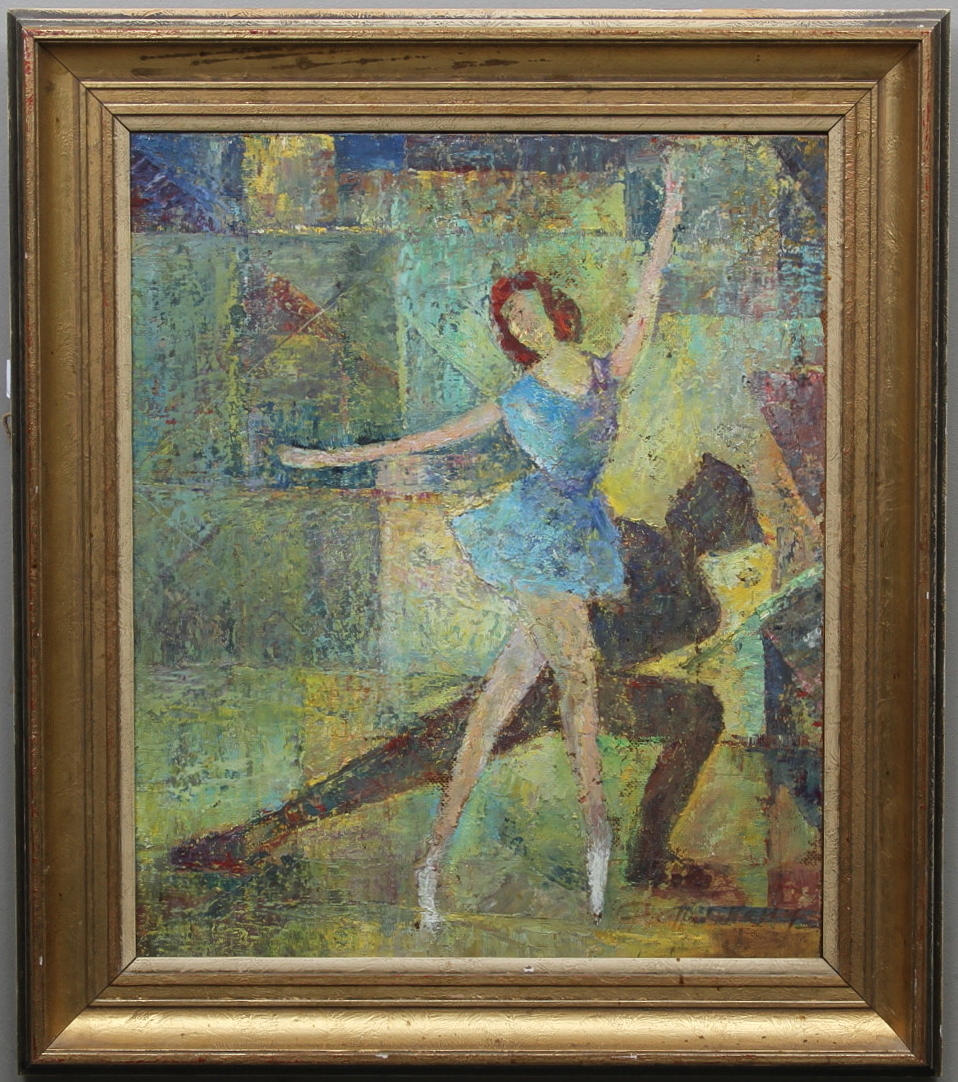 PÁL MATSKÀSSY. Ungern. Ballerina i blå klänning. Olja på pannå. Signerad.