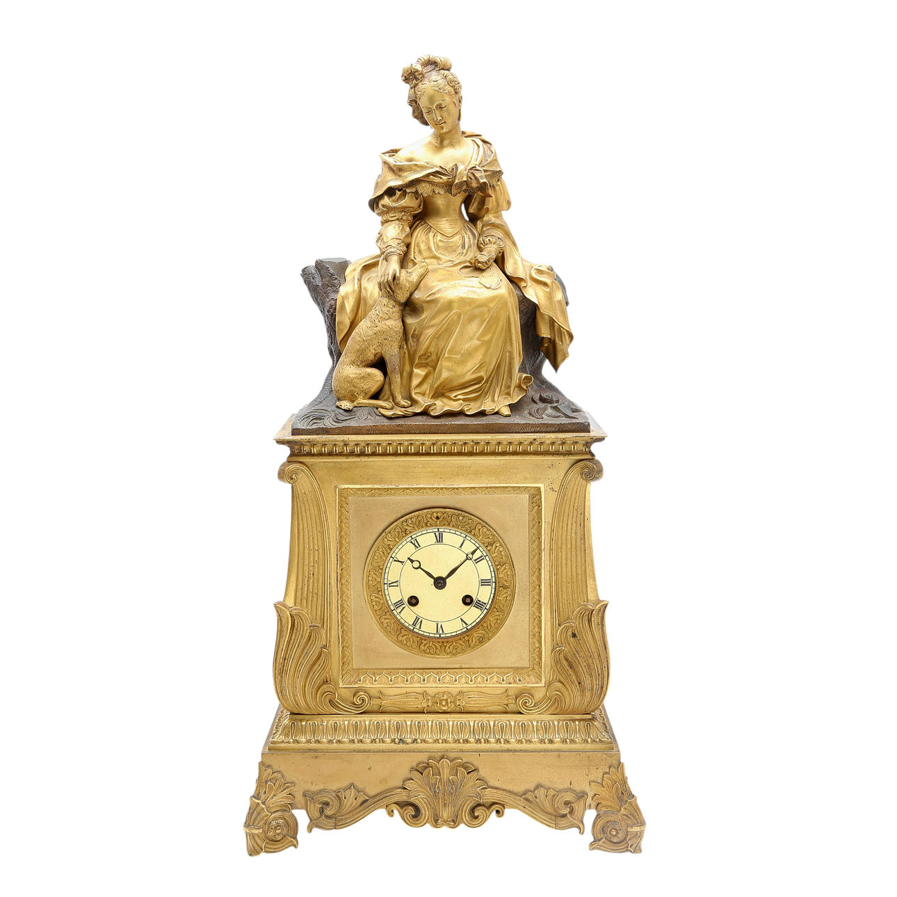 Restoration table clock in gilt bronze, circa 1830.