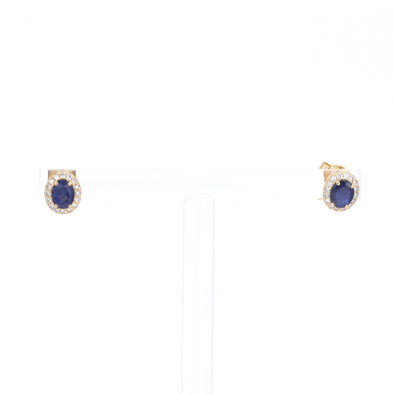 18CT SAPPHIRE AND DIAMOND EARRINGS.