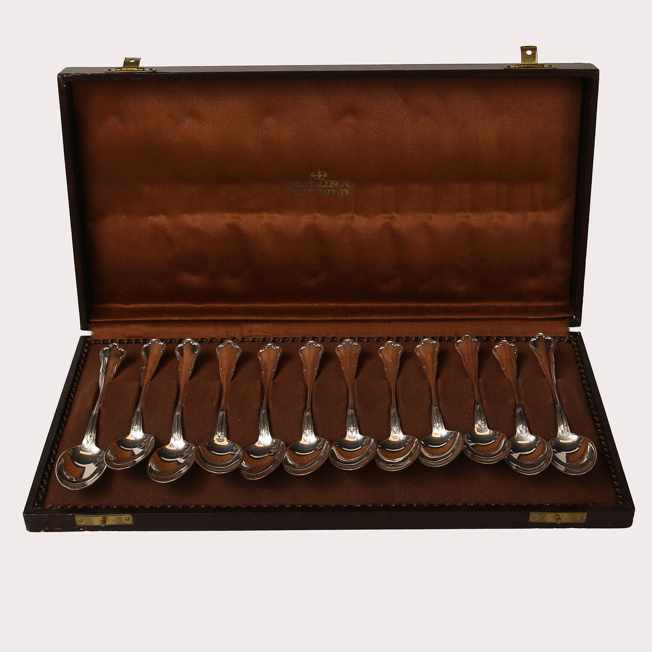 KAFFESKEDAR silver, 12 stycken i etuie.