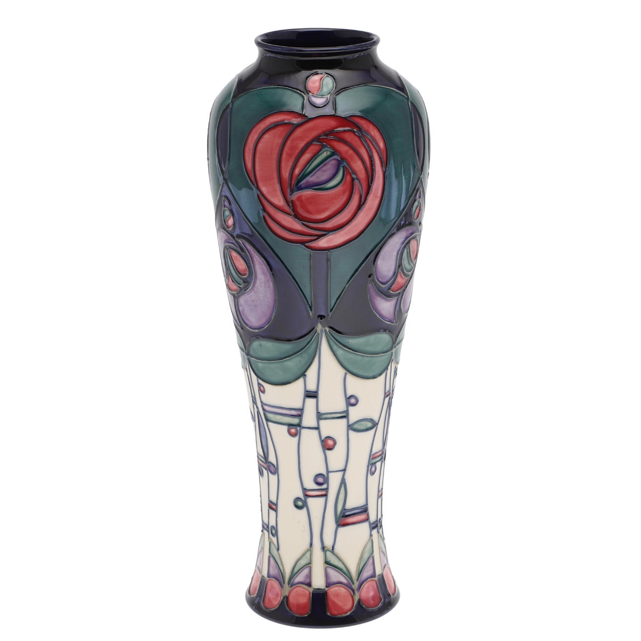 A MOORCROFT MACINTOSH PATTERN VASE.