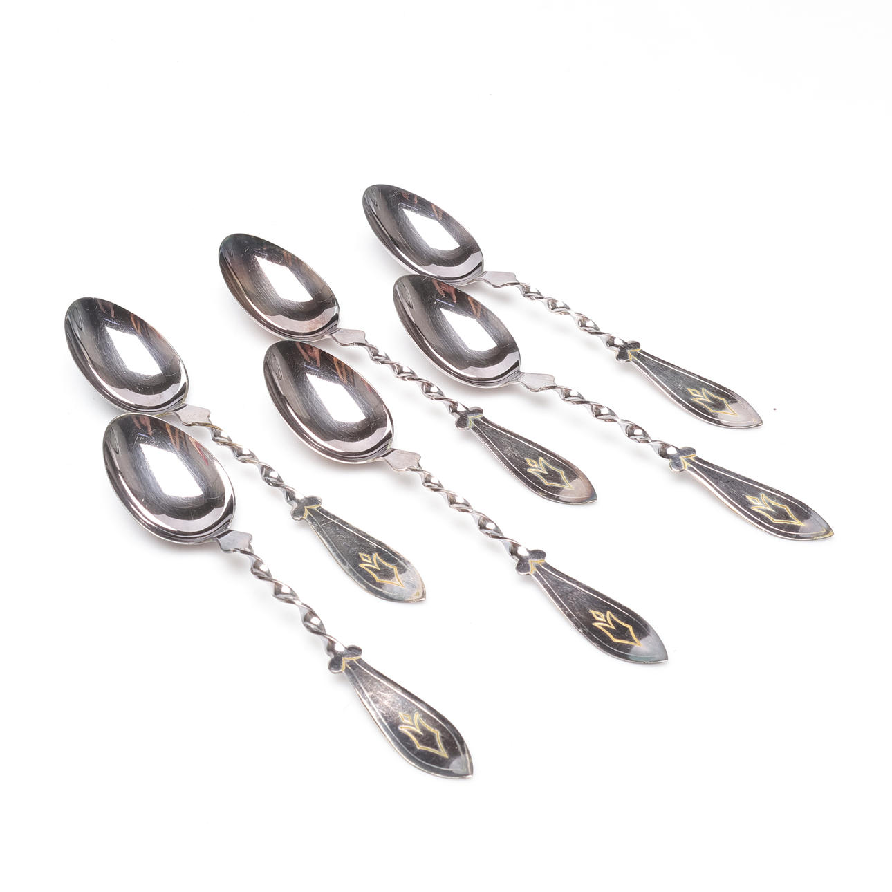 SKEDAR, 6 st, GAB, silver, vikt ca 77 gram.