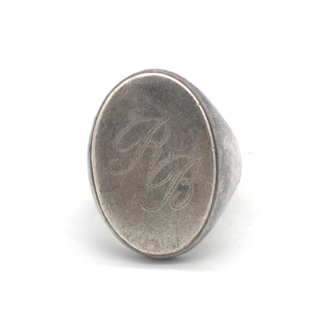 ANTIQUE SIGNET RING; SPAIN 1920; WITH MONOGRAM R& STERLING SILVER ...