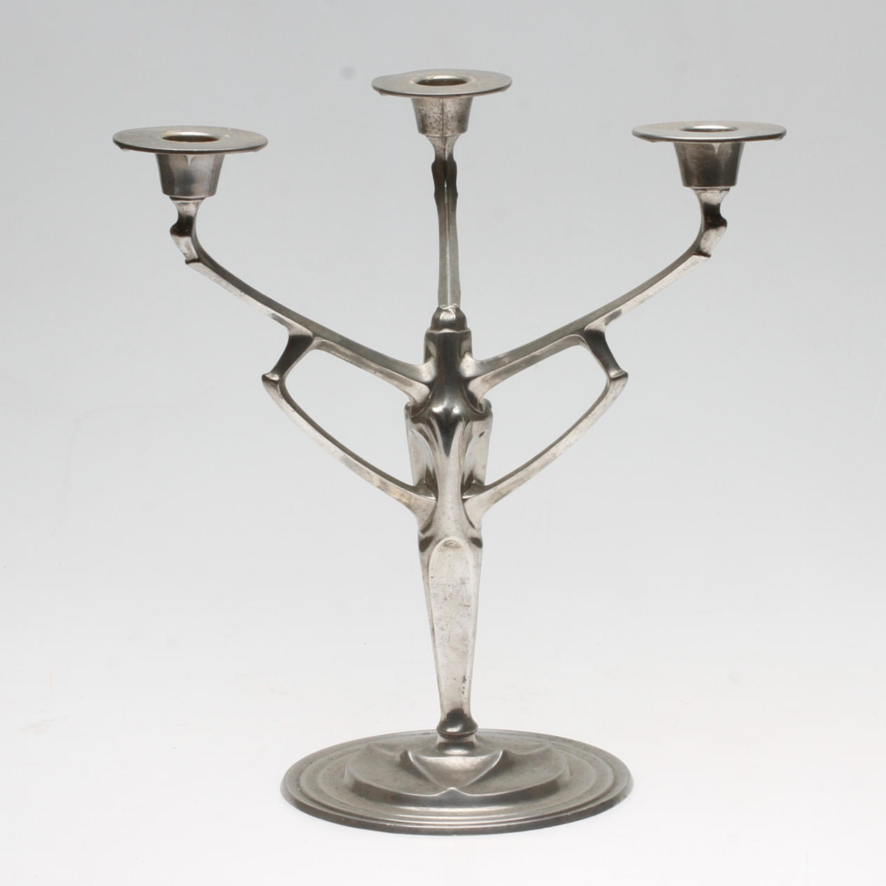 KANDELABER, tenn, Art nouveau, 1900-tal.