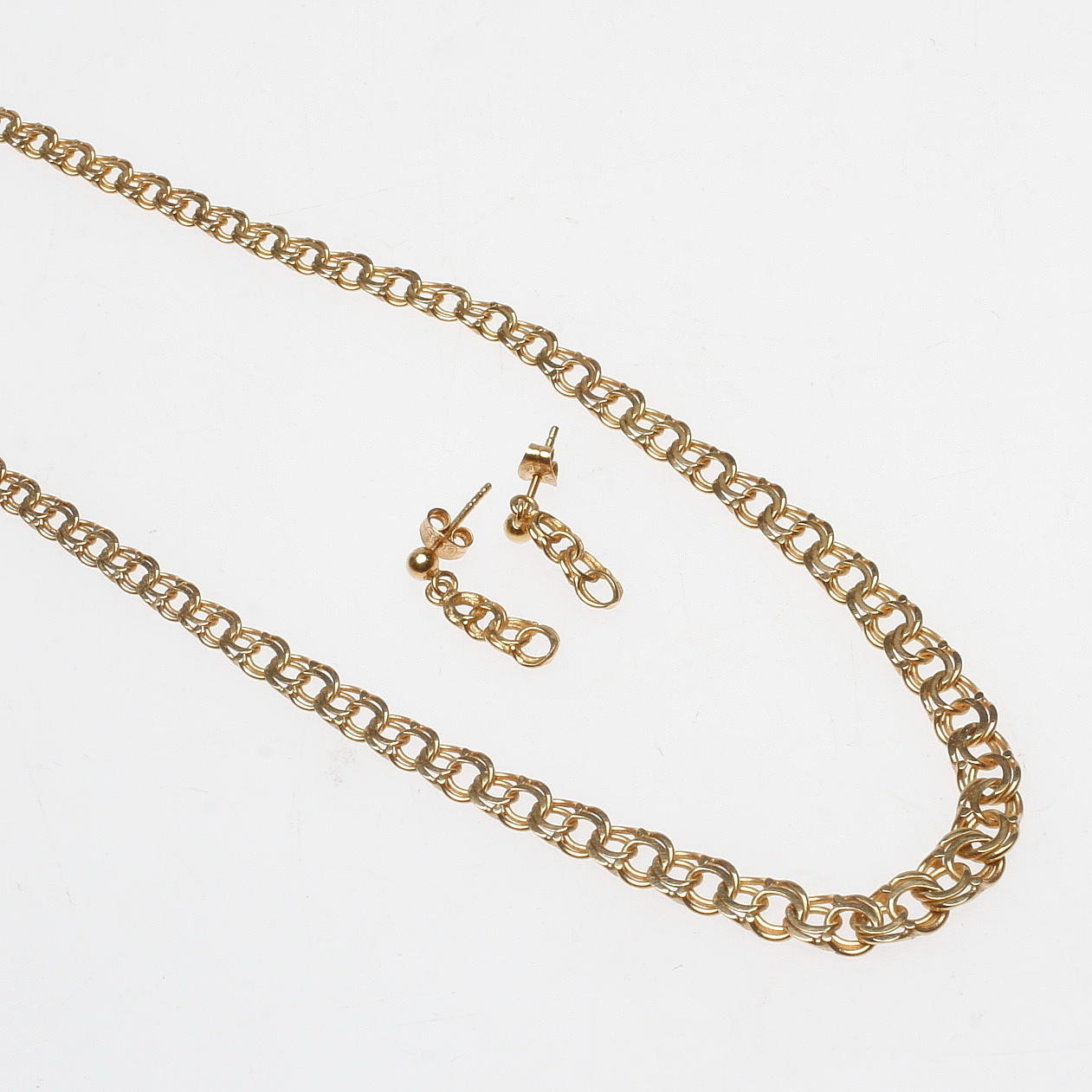 HALSBAND SAMT ÖRHÄNGEN BISMARCK, 18k guld, vikt 17,9 gr.