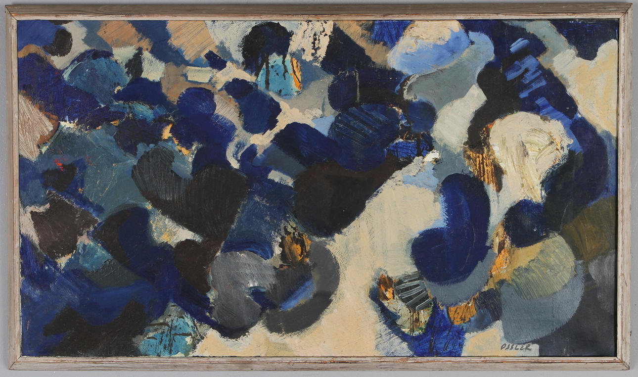 BENGT OSSLER. Komposition, olja på duk, signerad.