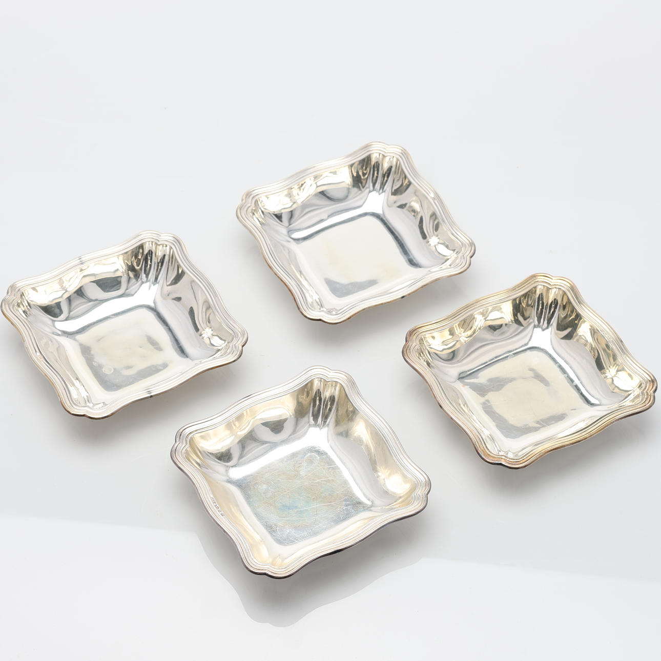 BOWLS, four, silver, Swedish import marks.