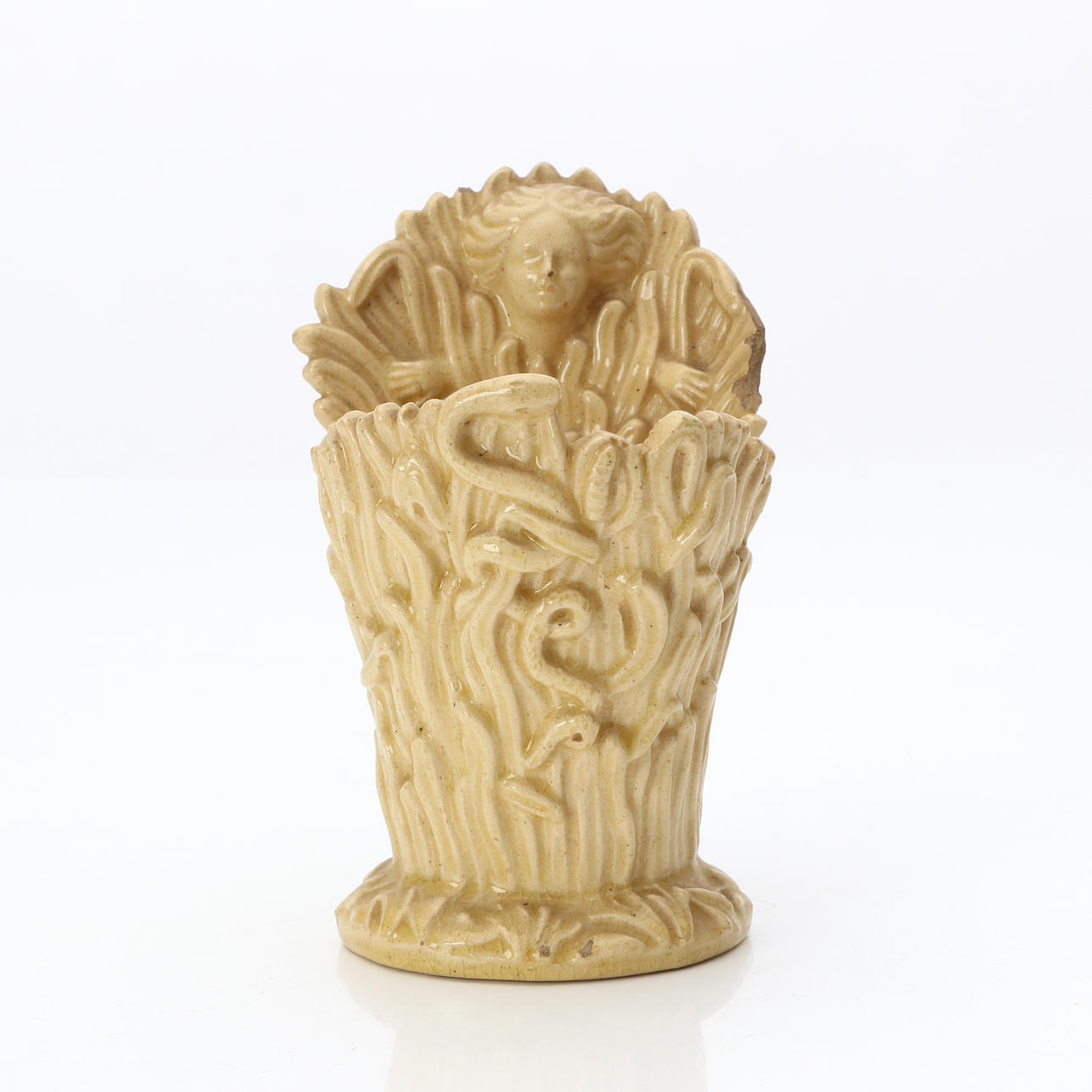 VASE, HÖGANÄS. Glazed ceramic. 19th century.