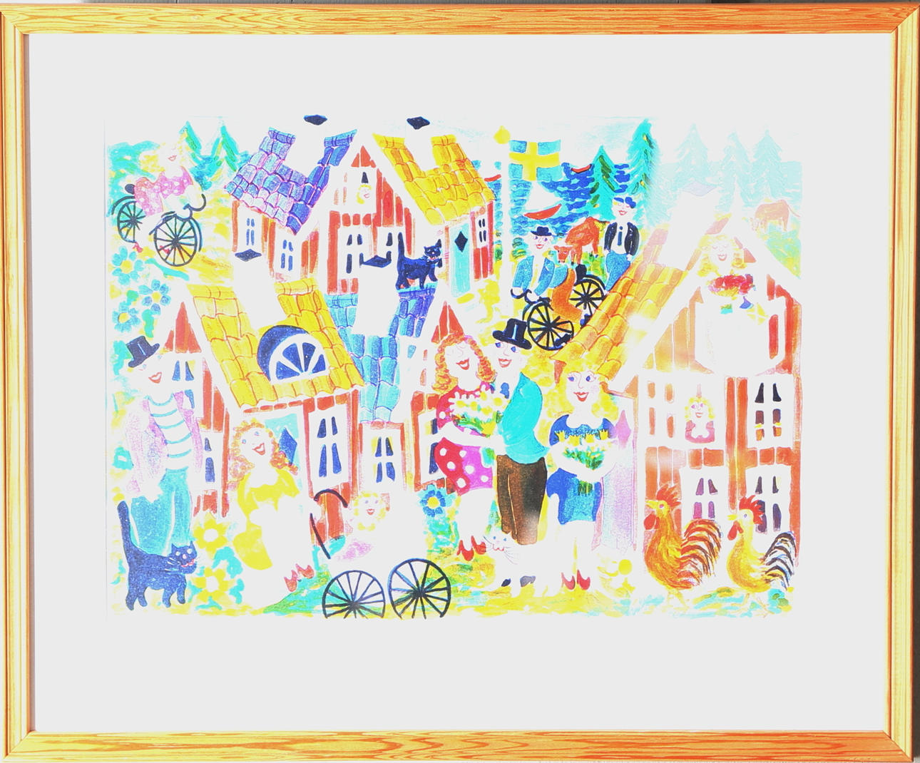 GUNILLA MANN. "Fästefolk", färglitografi, nr 223/360, signerad.