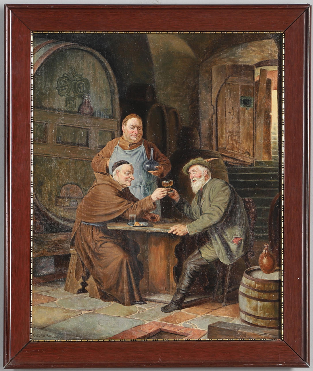 PAULA GOLKE (19TH/20TH CENTURY). TAVERN INTERIOR WITH TOPERS.