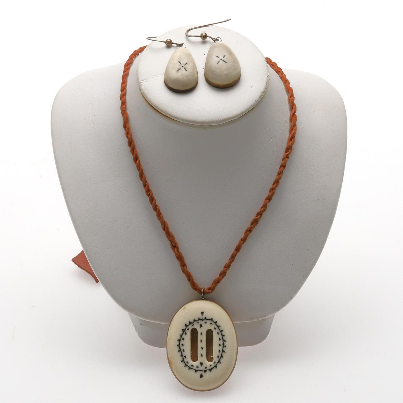 NECKLACE, EARRINGS, SÁMI HANDICRAFT.