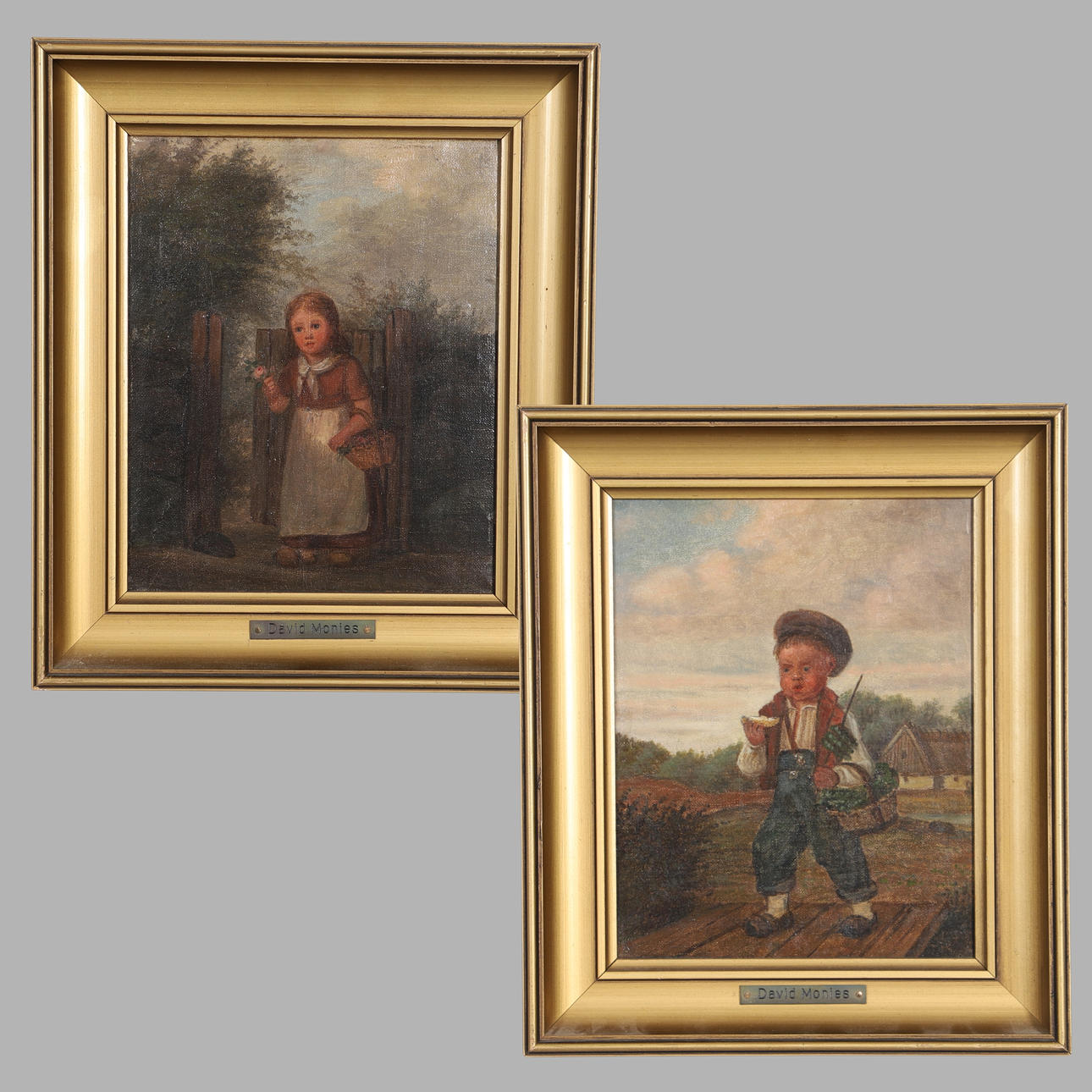 DAVID MONIES (1812-1894). STUDIES OF PEASANT CHILDREN, A PAIR.