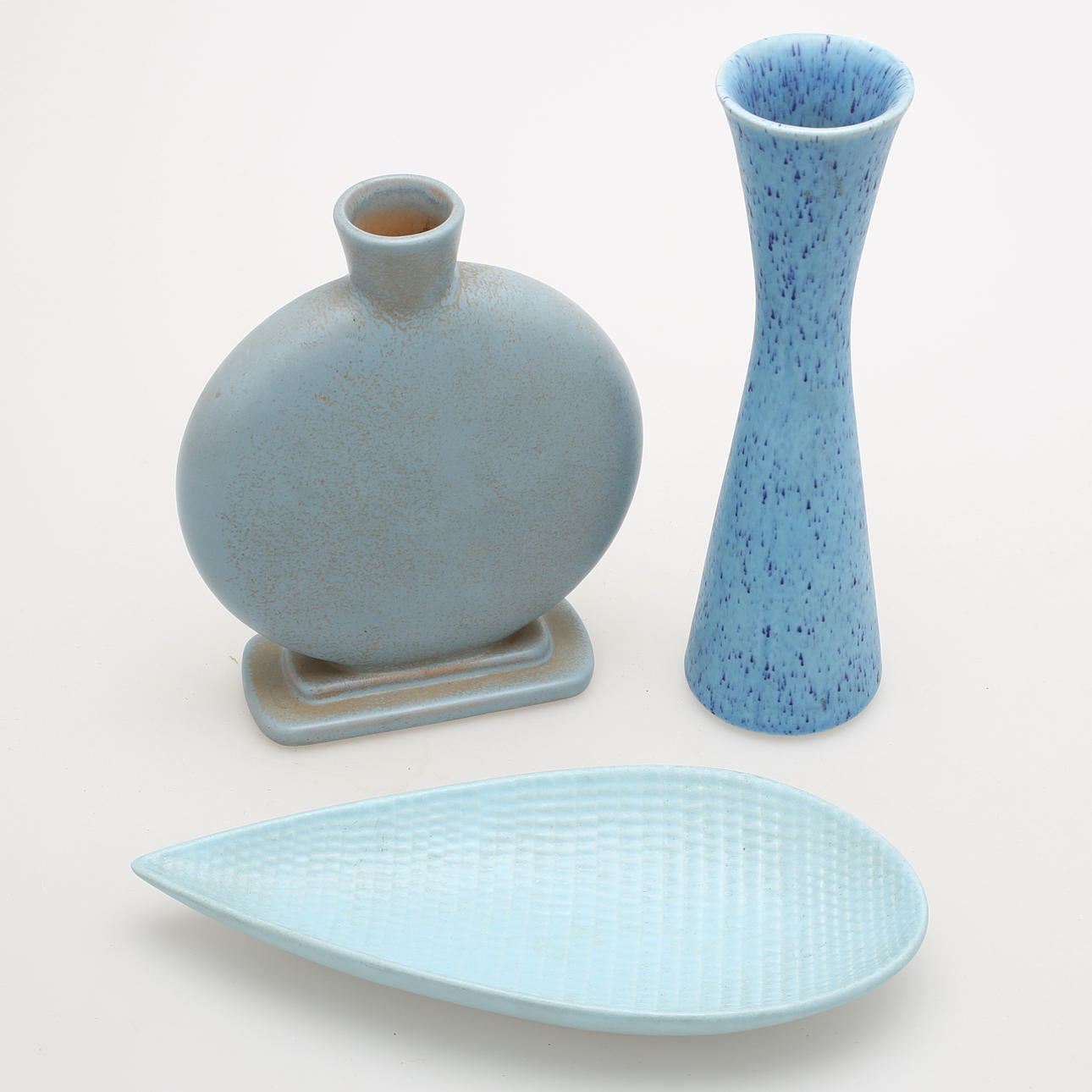 VASER, SKÅL, 3 delar, keramik, "Reptil", Stig Lindberg, "Granola", Gunnar Nylund, "Turkos", Bo Fajans.