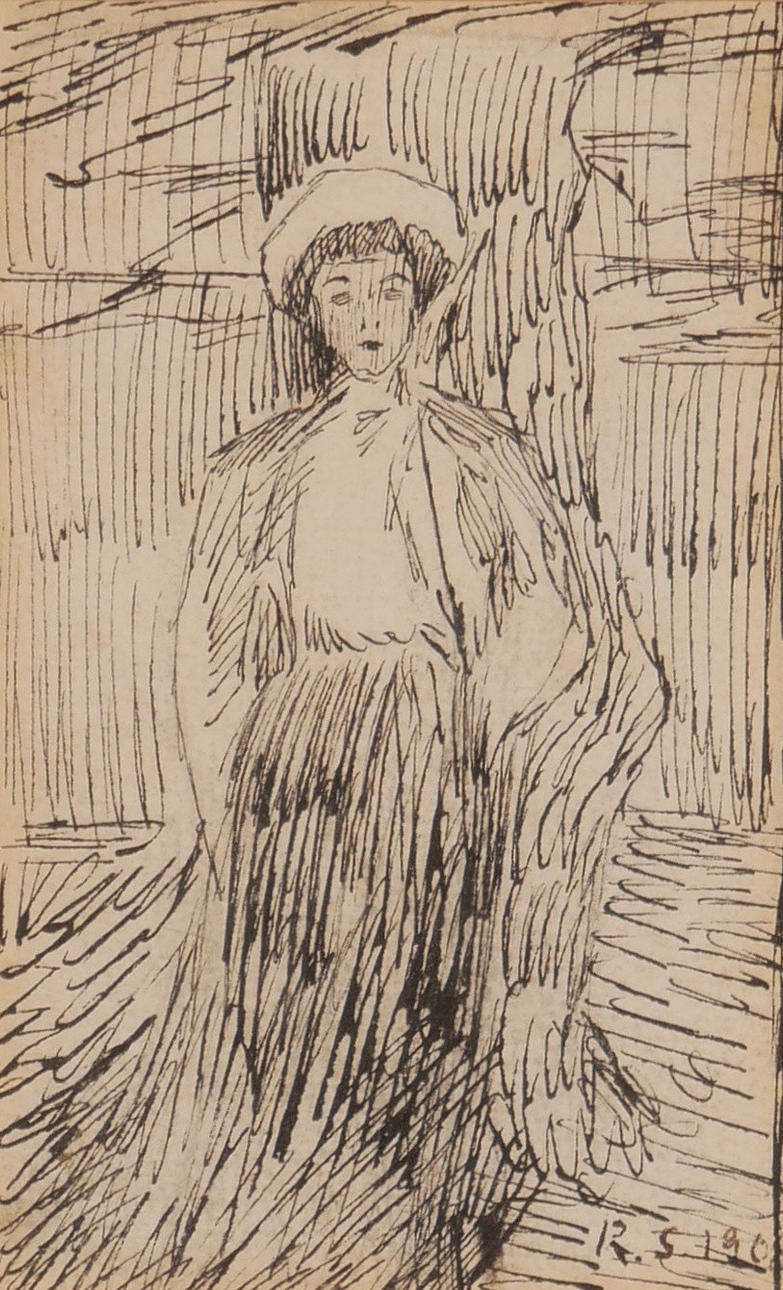RAGNAR SWAHN. Teckning, signerad RS 1908.