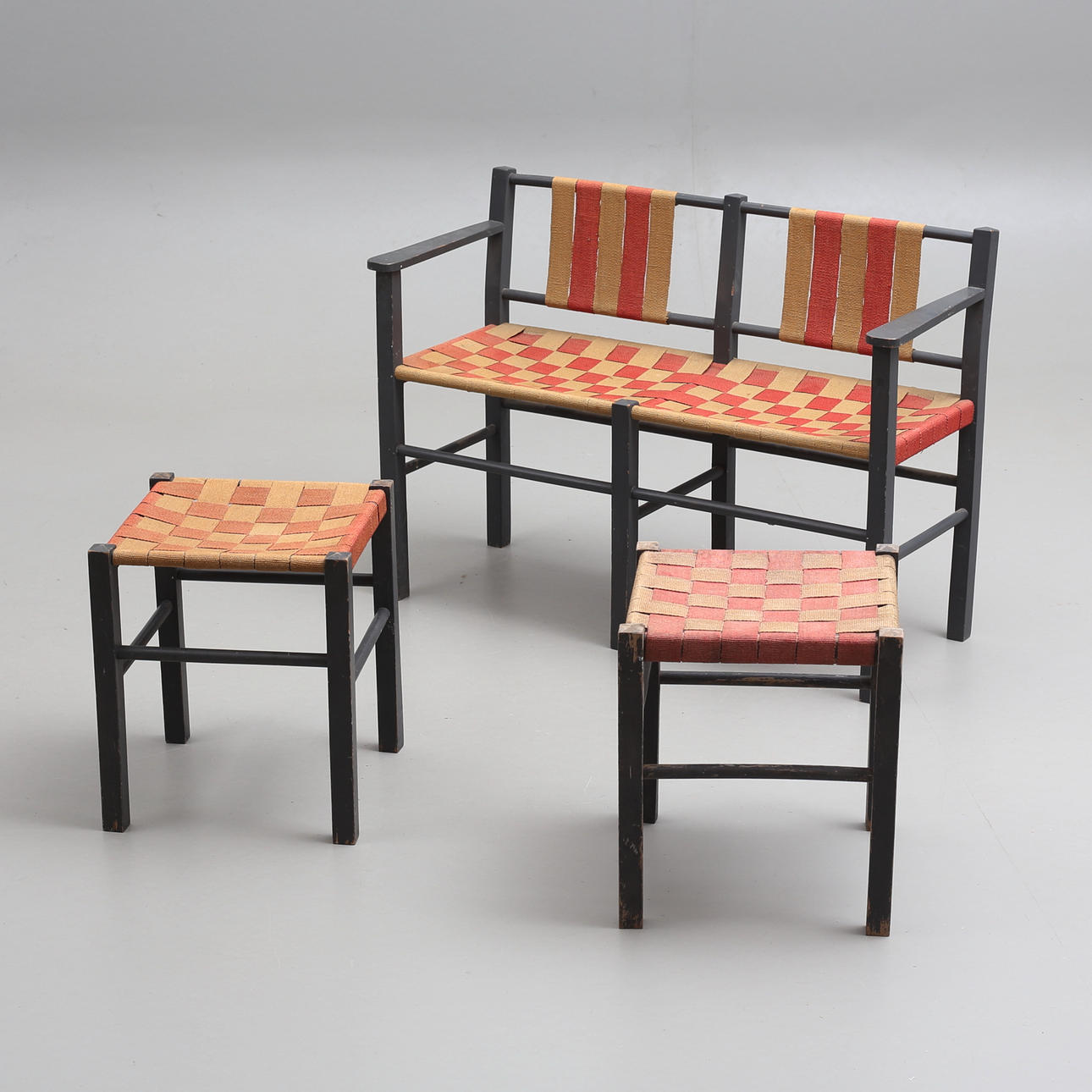 SOFFA, samt PALLAR, 2 st, funkis.