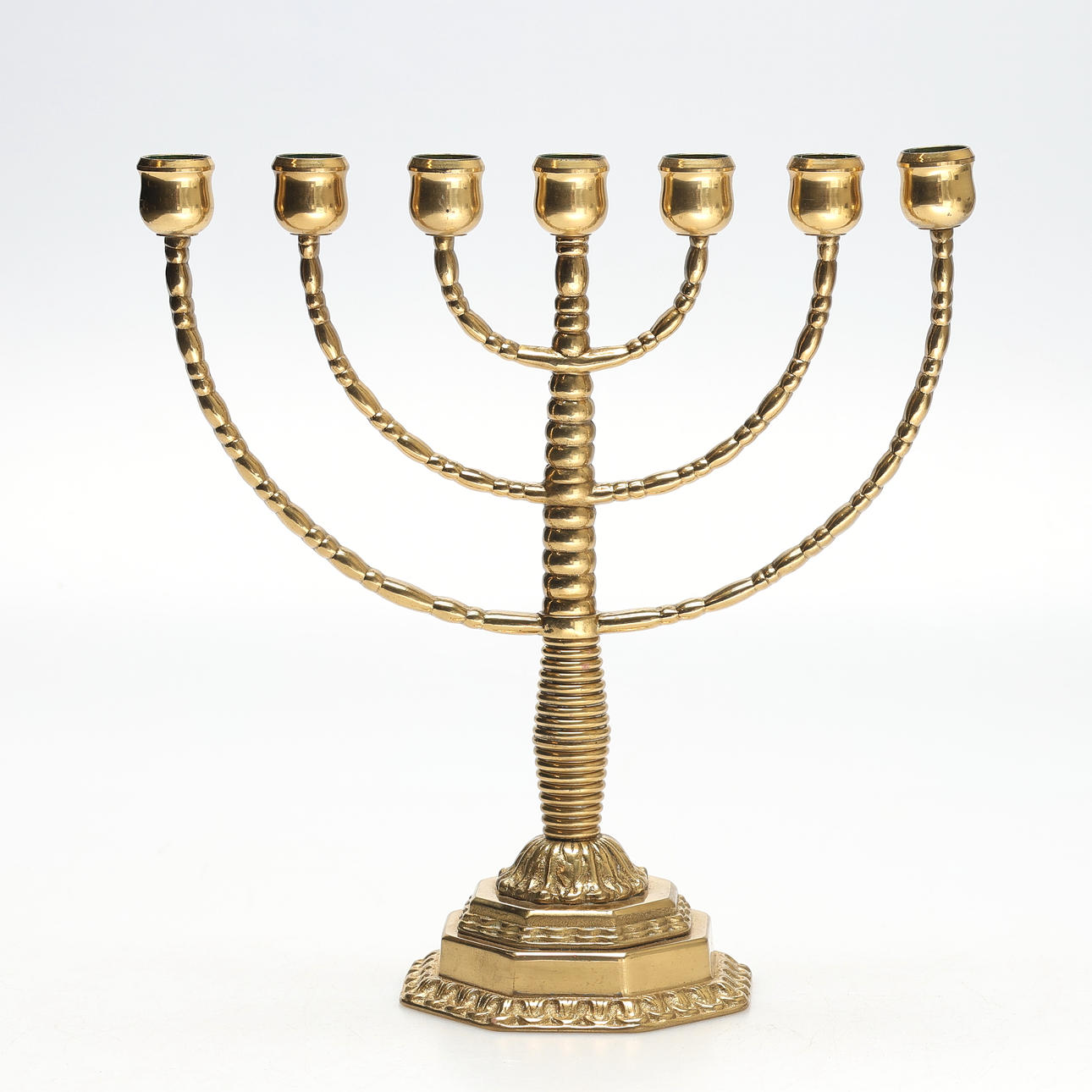 KANDELABER. Mässing, 7-armad, Malm.