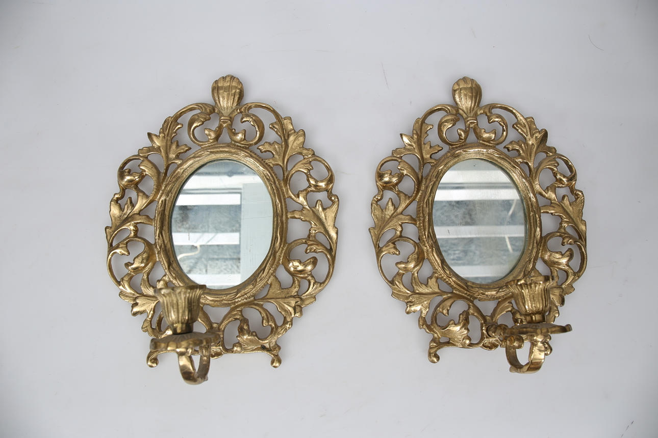 SPEGELLAMPETTER, mässing, 2 stycken, 1900-talets andra hälft.