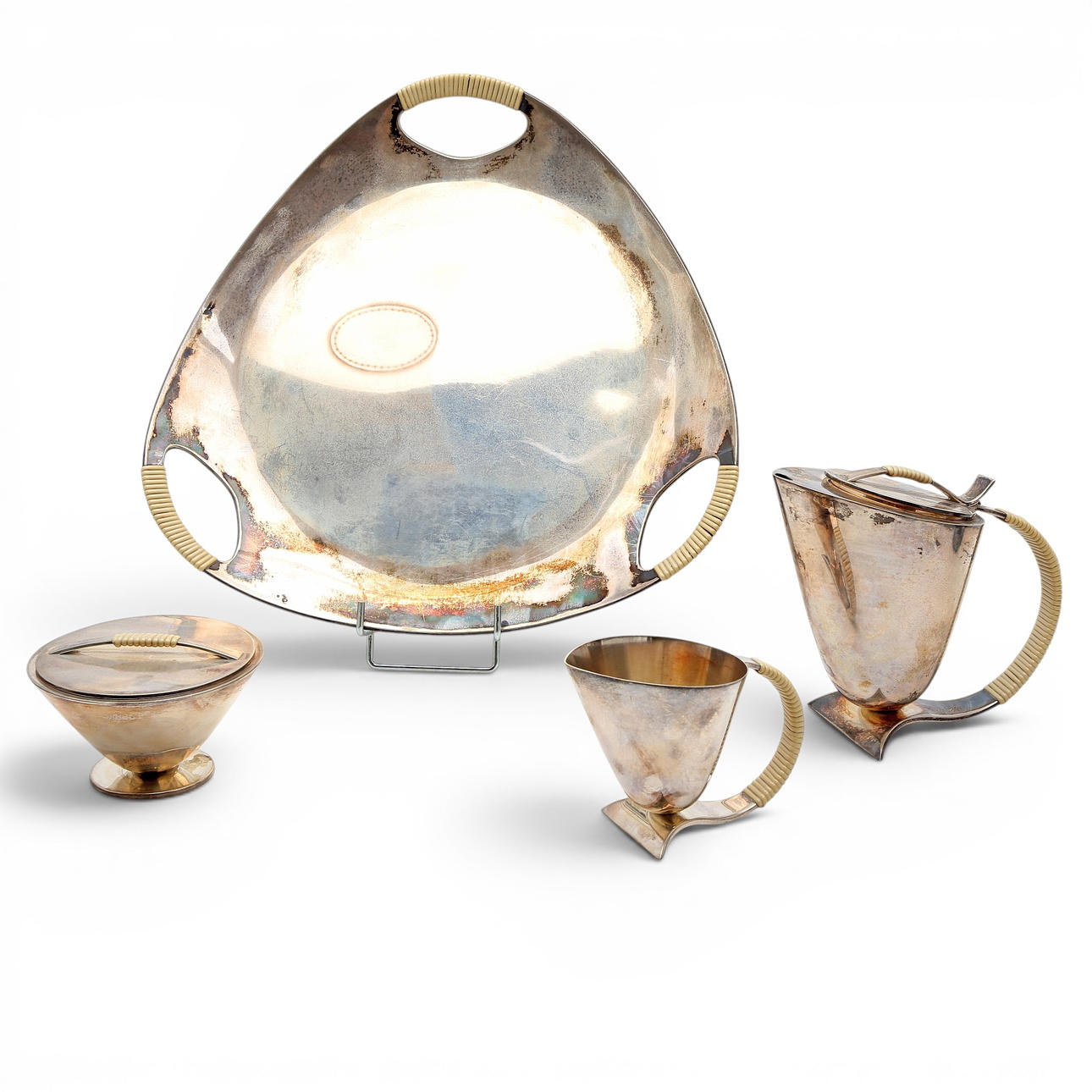 Art Déco style silver coffee set, circa 1940.