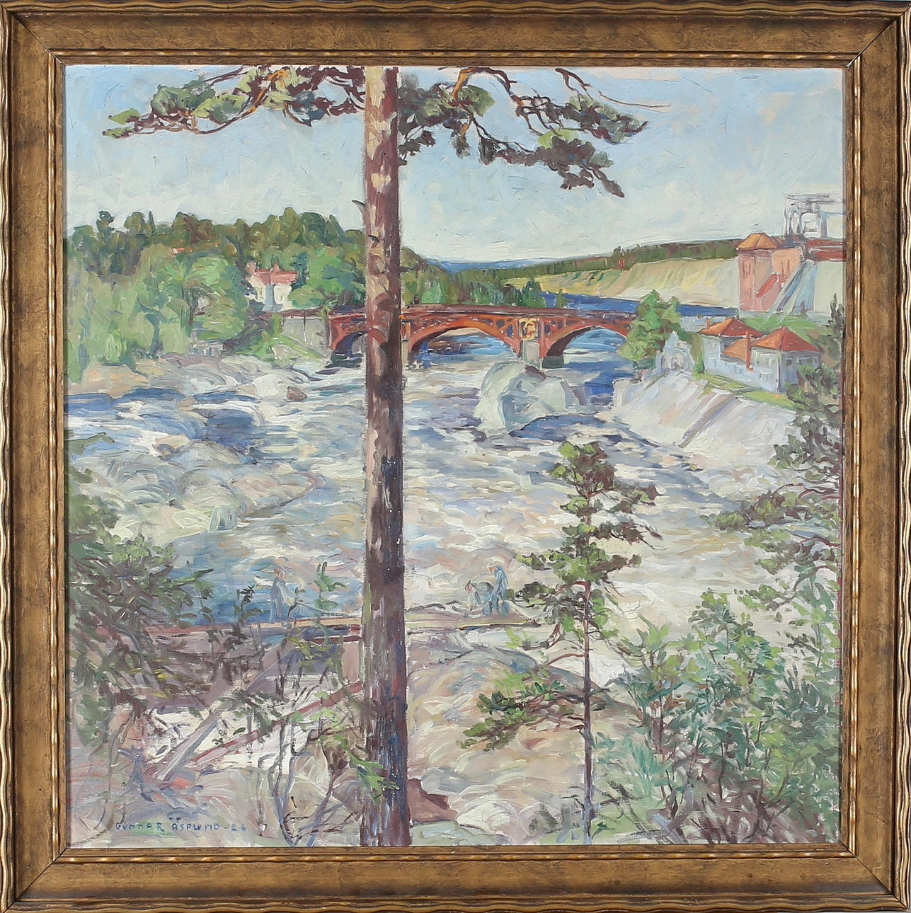 KARL OLOF GUNNAR ASPLUND. (1893-1965), Carl XIII bro Älvkarlebyfallen, olja på duk, signerad.