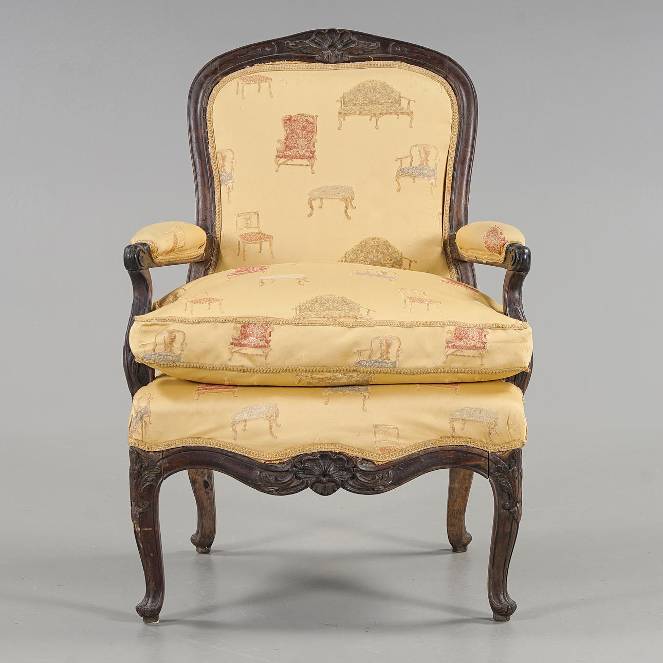 FÅTÖLJ Rokokostil, 1800-tal.