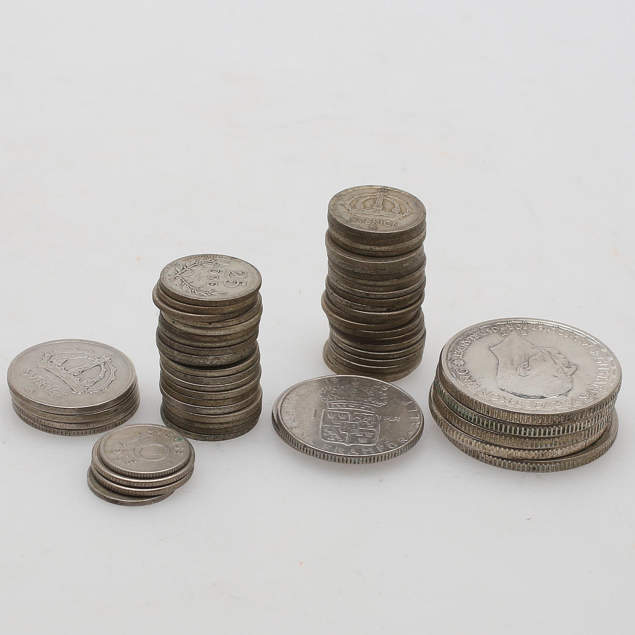 MYNTSAMLING, silver, nickel, 1900-tal, silvermyntens vikt 203,35 gram.