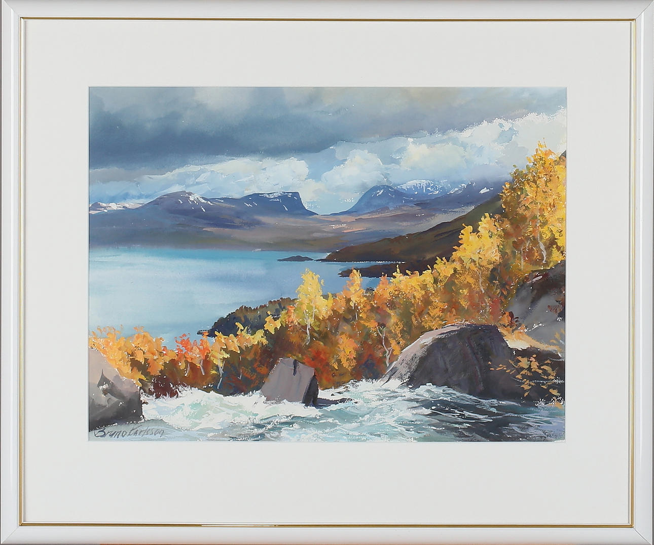 BRUNO KARLSSON. motiv Lapporten, akvarell, signerad.