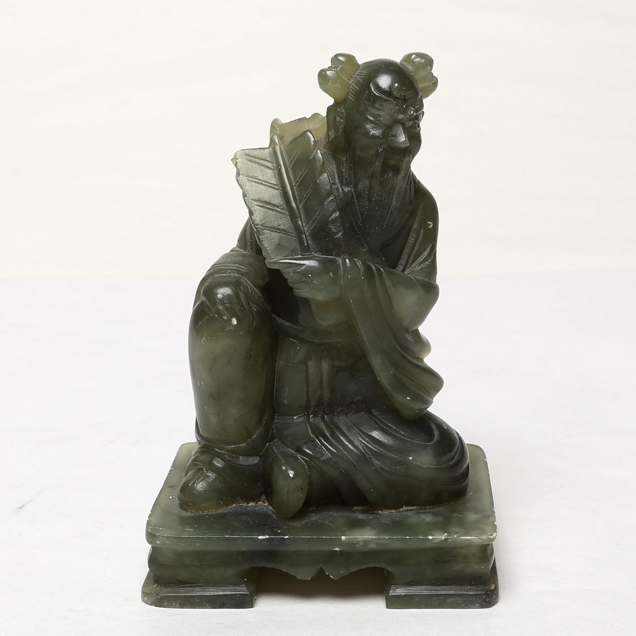 SKULPTUR, sannolikt jade, 1900-tal.