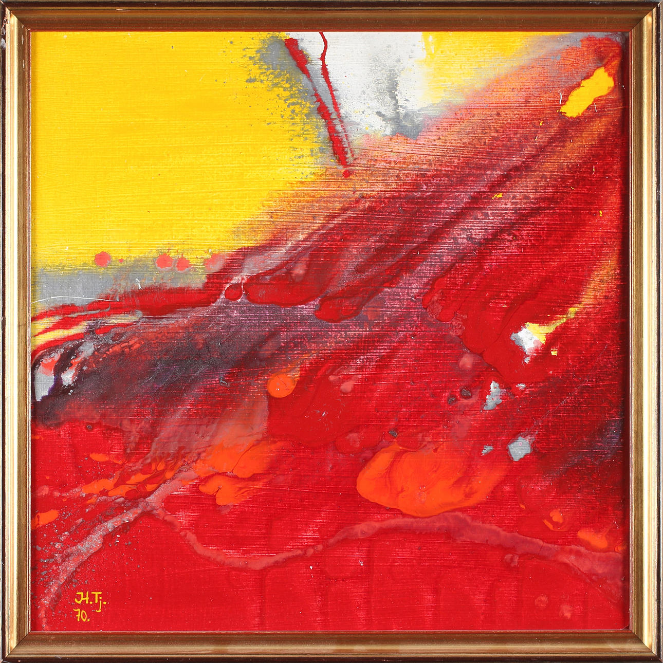 HANS TJÖRNERYD. Komposition, olja på spånskiva, signerad och daterad 70.