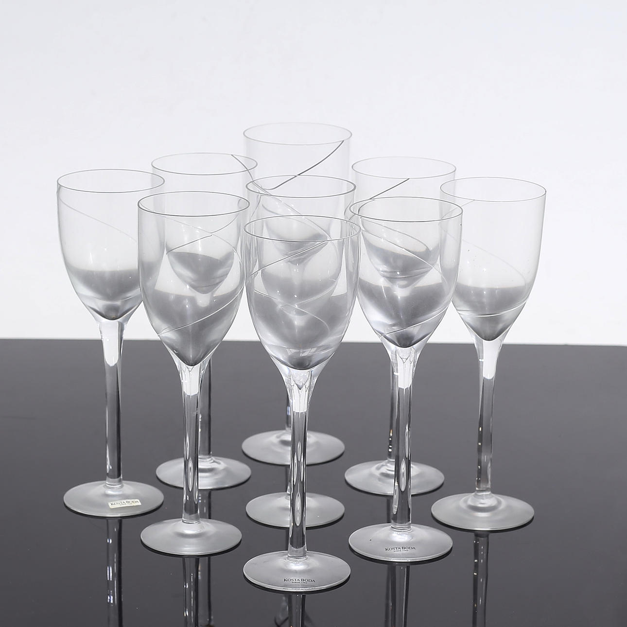 ANNA EHRNER. Glas 9 st, "Line", Kosta Boda.