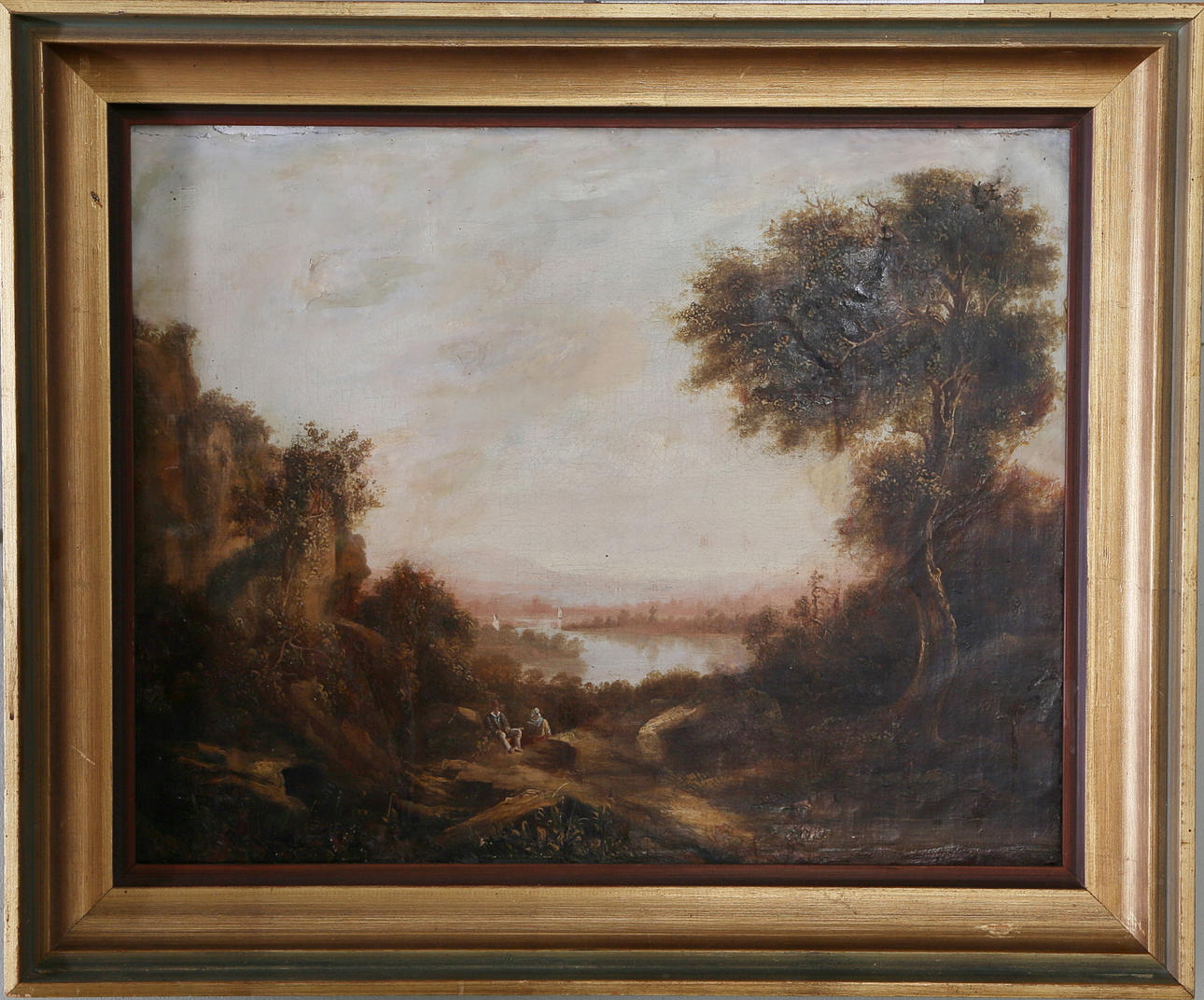 OIDENTIFIERAD KONSTNÄR. Landskapsscen, olja på duk, 18/1900-tal.