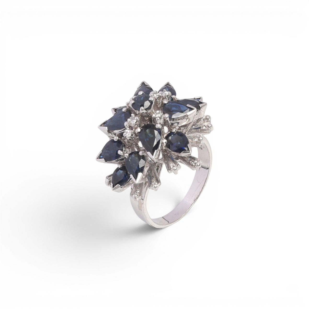 Sapphires and diamonds ring.