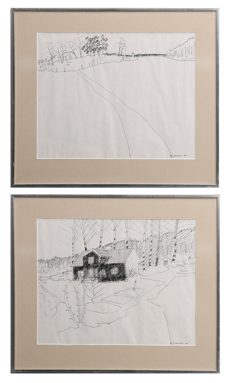 STIG (SLAS) CLAESSON. TWO DRAWINGS, INK ON PAPER, SIGNED AND DATED 1978.