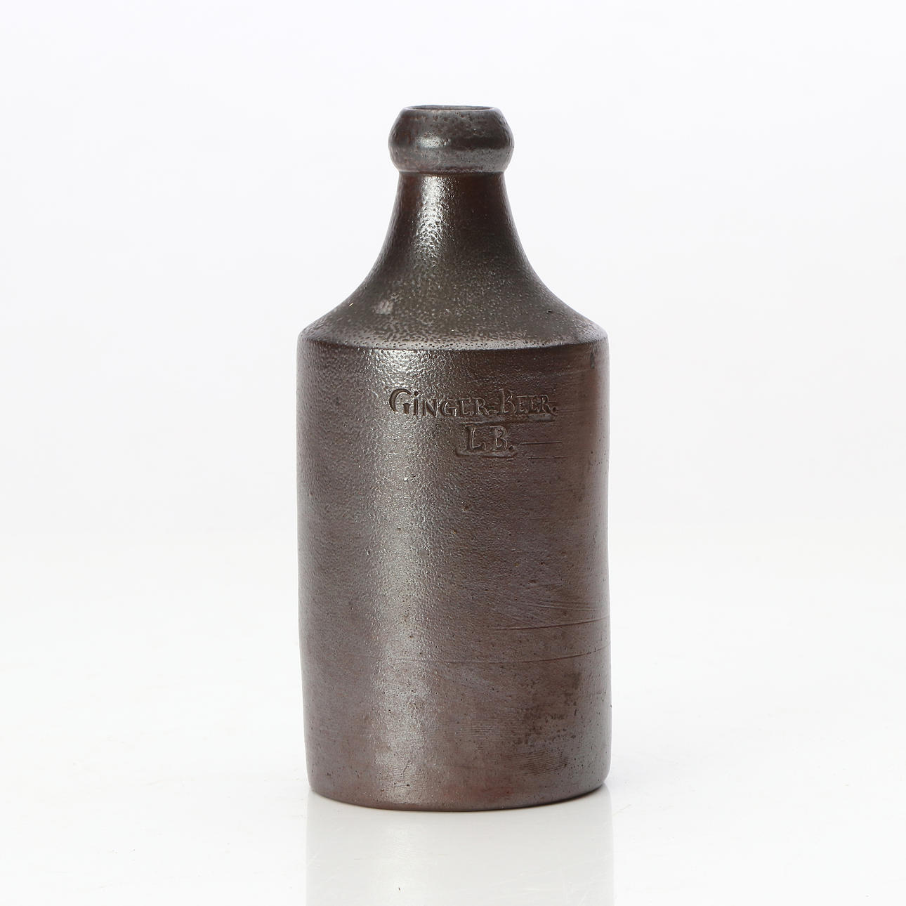 HÖGANÄS, BOTTLE. Salt-glazed stoneware. "Ginger-Beer".
