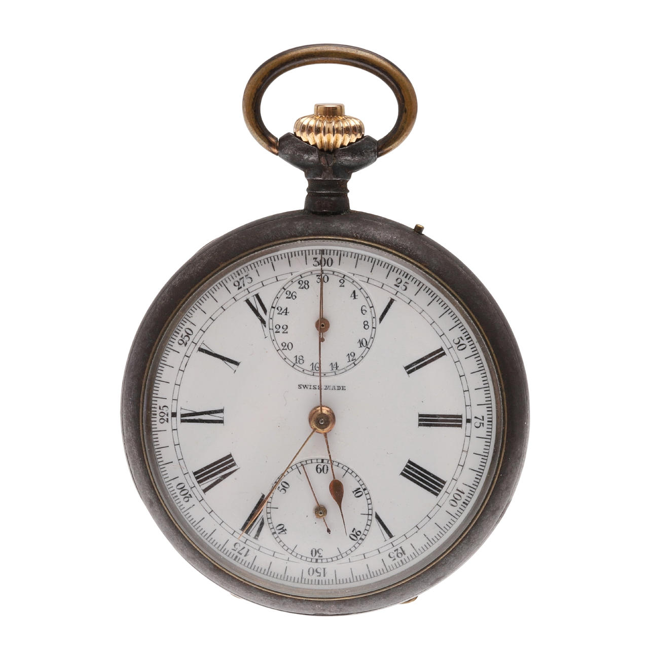 A SWISS-MADE CHRONOGRAPHIC POCKET WATCH.