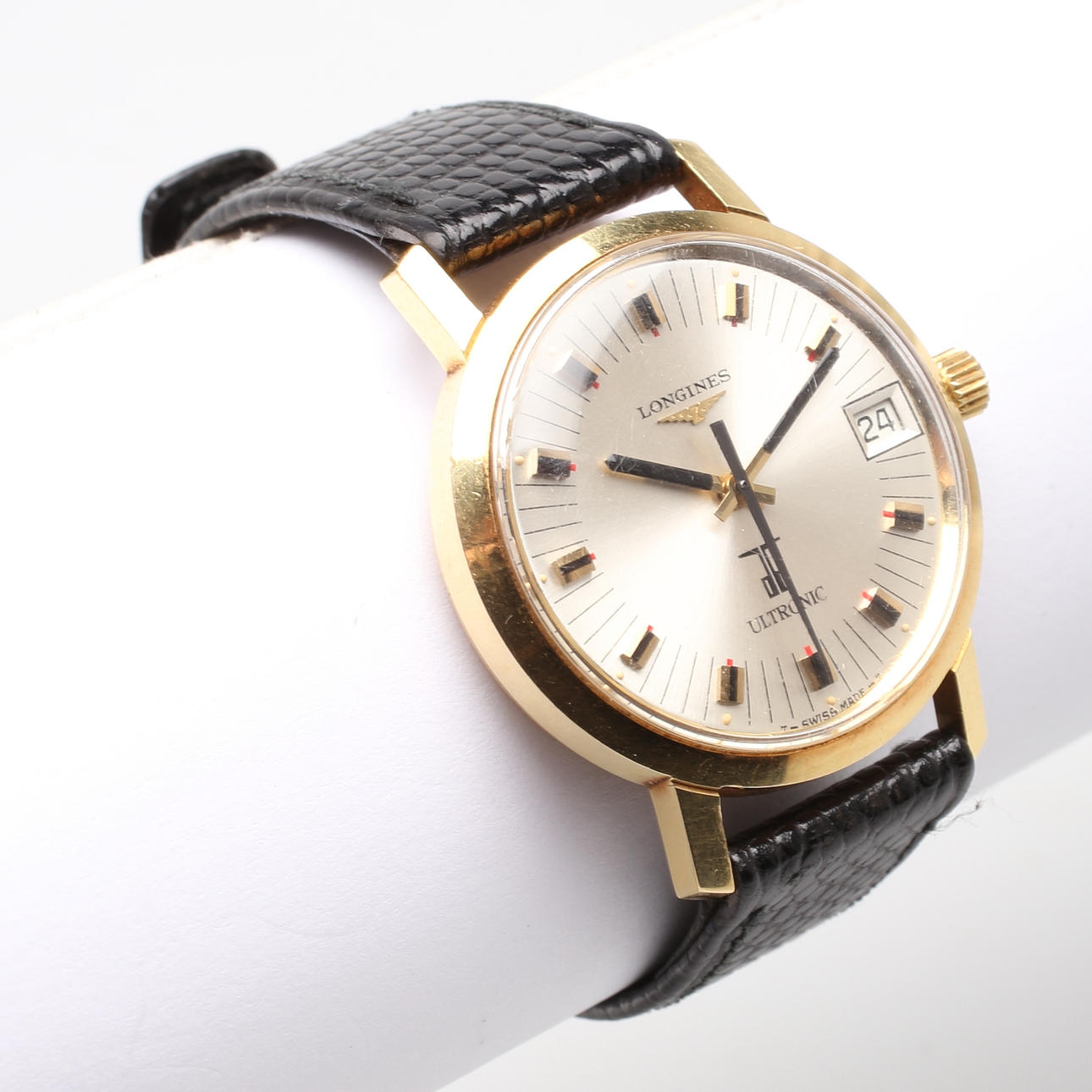 HERRARMBANDSUR, 18k guld, Longines Ultronic, 1970-tal.