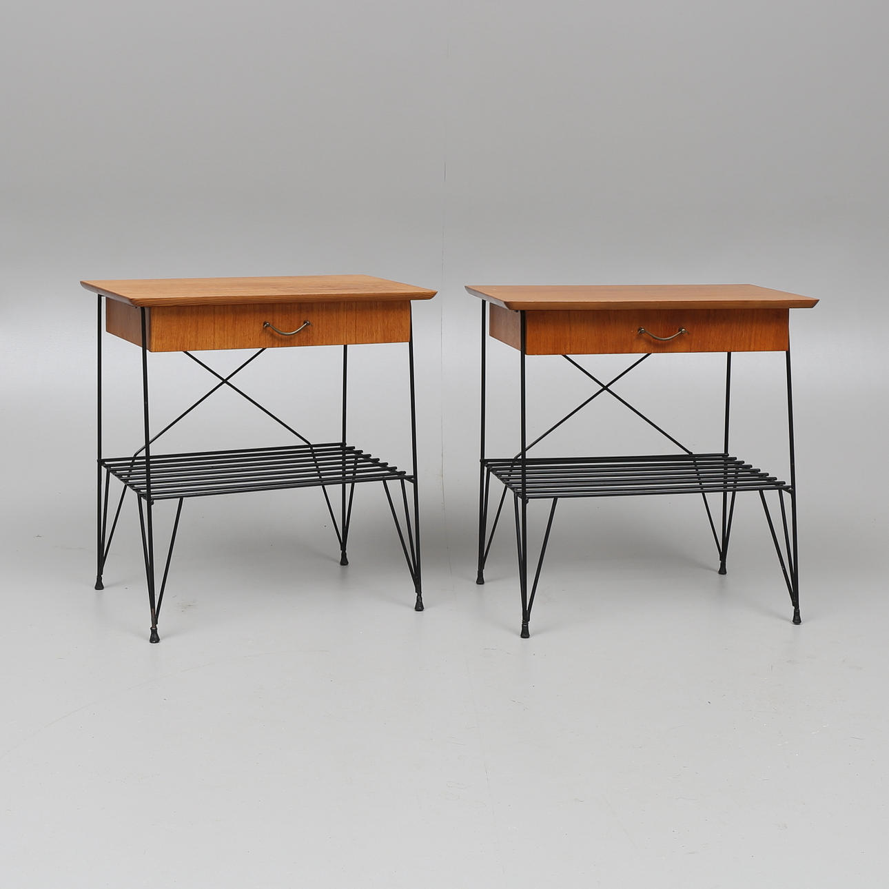 SÄNGBORD, ett par, teak/string, 1950/60-tal.