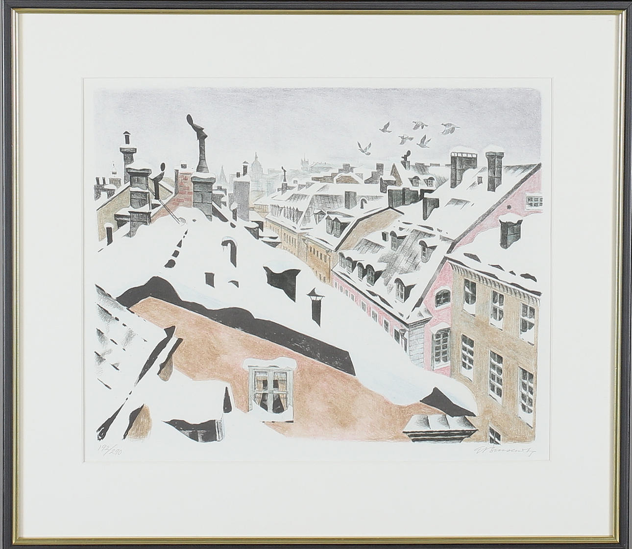 GUNNAR BRUSEWITZ. Färglitografi, signerad samt numrerad 192/290.