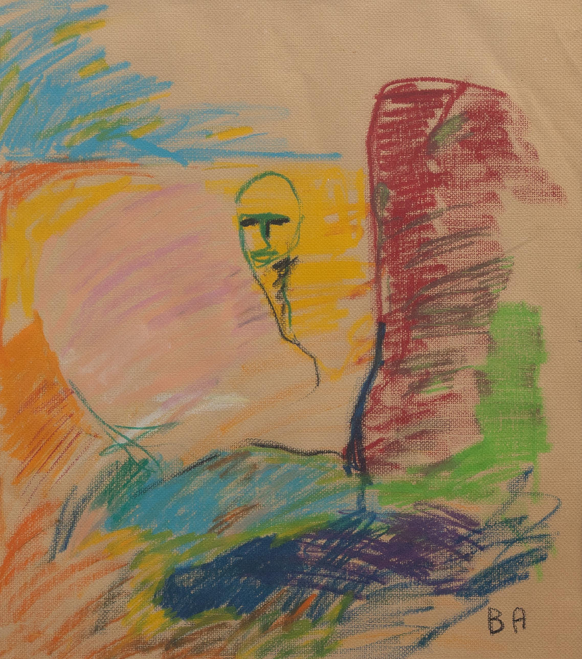 BERTIL ANDERSSON. Ansikte i landskap, pastell, signerad.