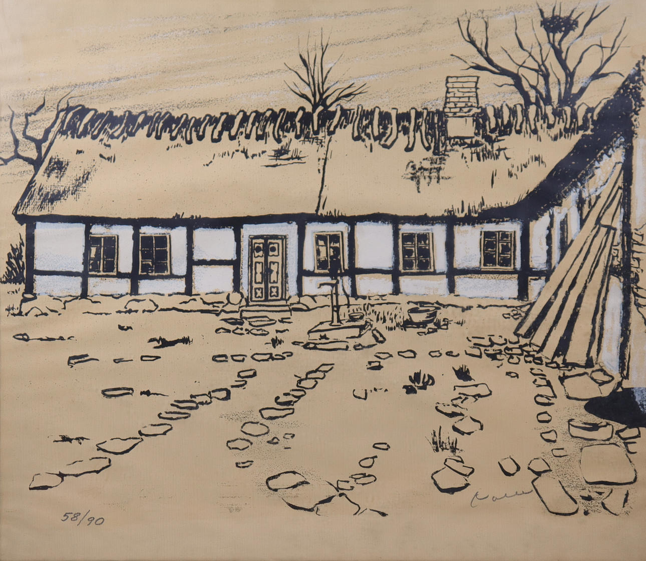 ARNOLD "NOLLE" SVENSSON. serigrafi, "Eblemannagården".