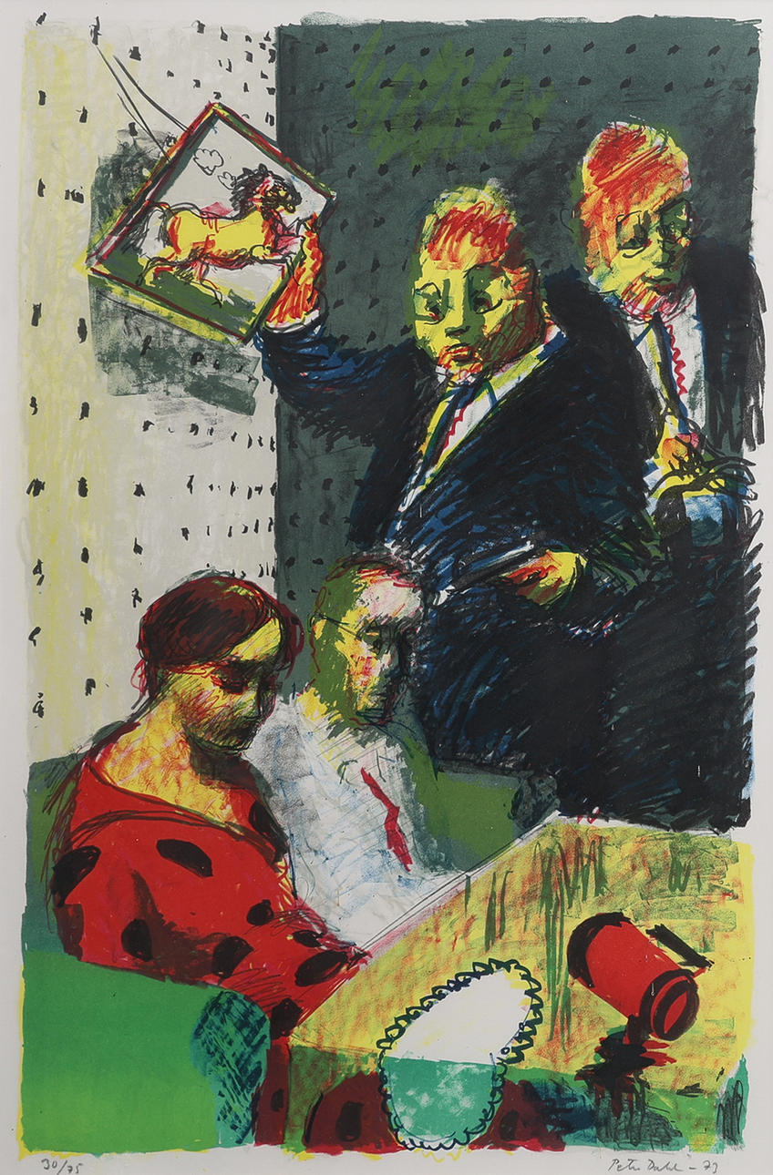 PETER DAHL. LITHOGRAPH, "IKONOKLASM", SIGNED, NUMBERED 30/75 AND DATED 1973.