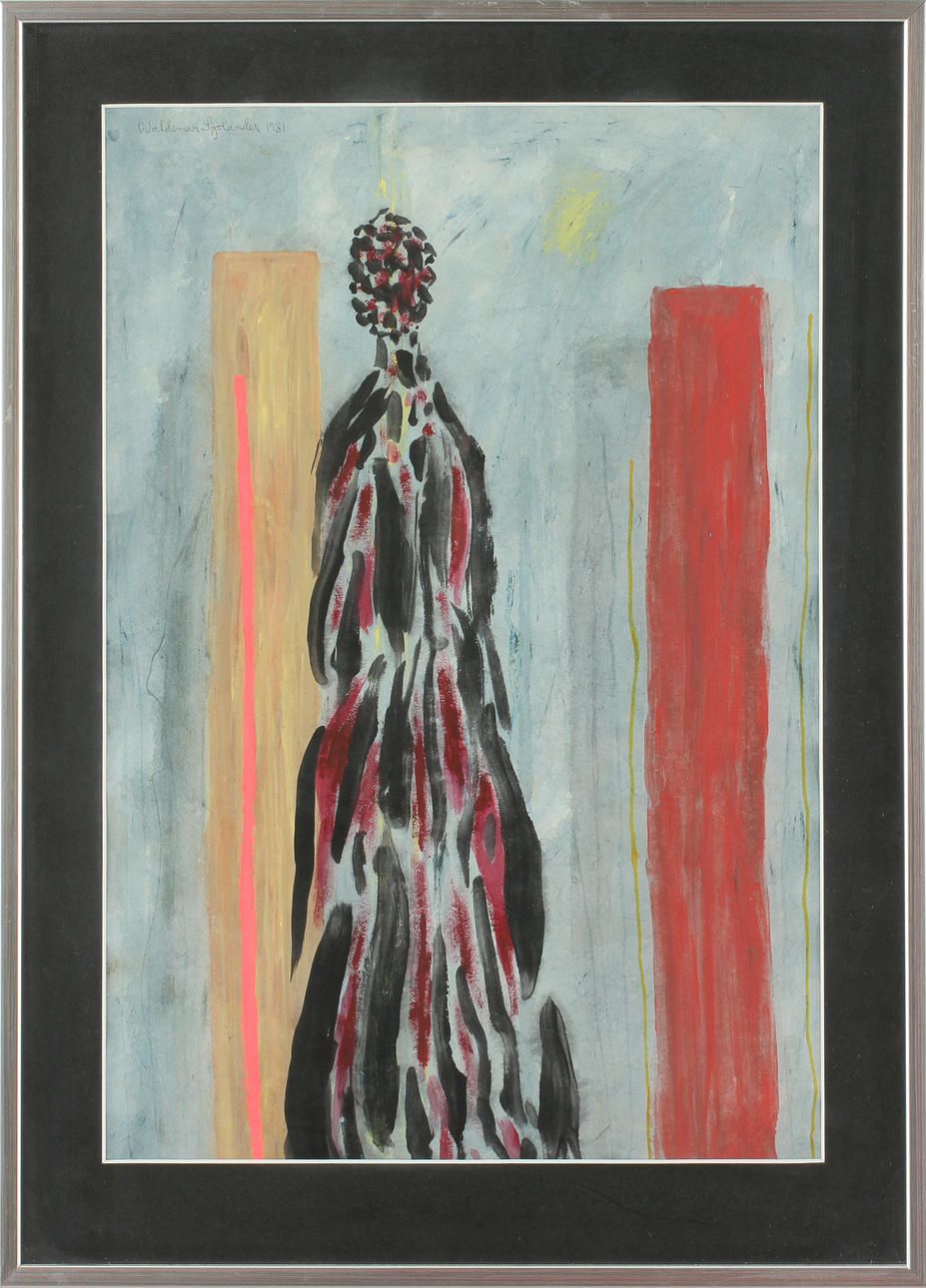 WALDEMAR SJÖLANDER. Gouache, signerad- 1981.