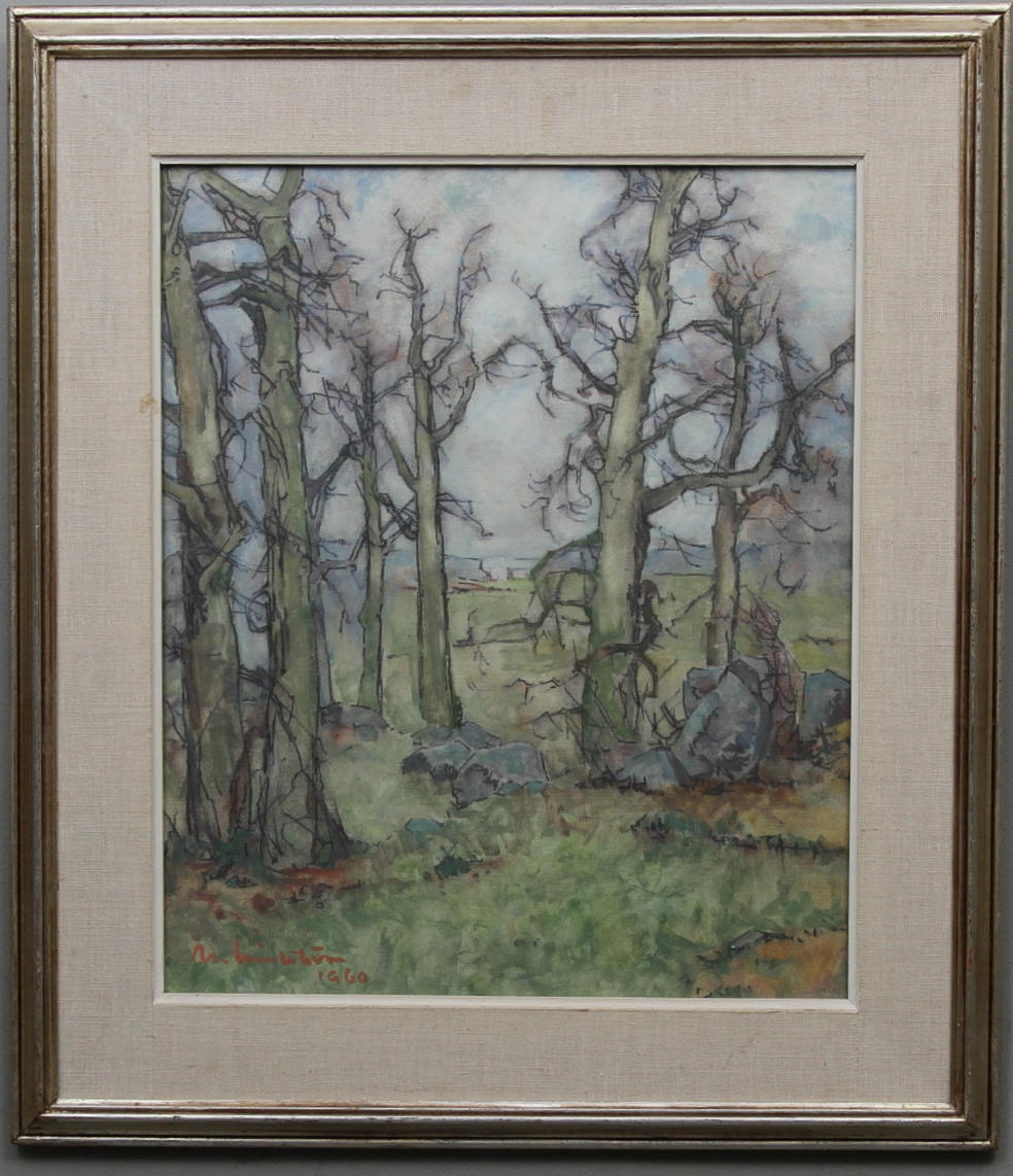 MARTIN LINDSTRÖM. 2 st, landskapsbilder. Akvareller/blandteknik. Signerade och daterade 1955 samt 1960.