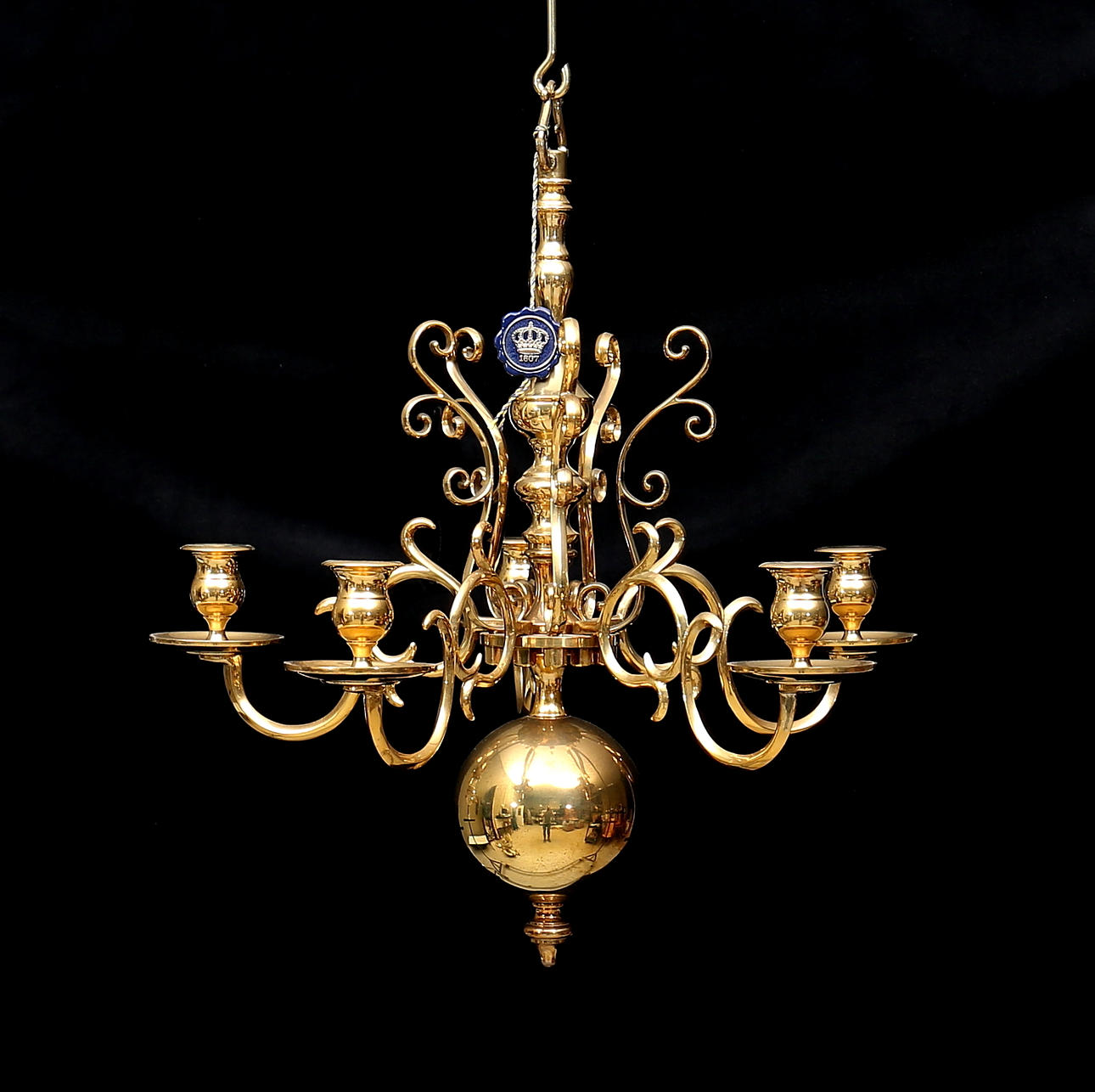 TAKKRONA, mässing, barockstil, Skultuna.